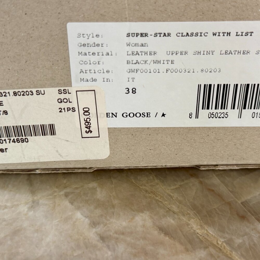 LIKE NEW Golden Goose Super-Star Leather Sneakers White Star Size 38/7 - Picture 2 of 11